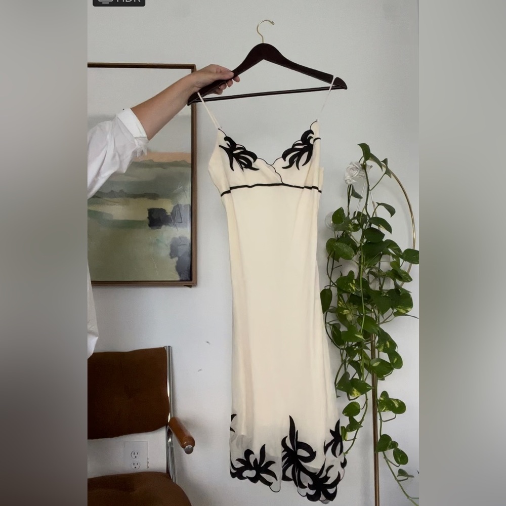 BCBG Maxazria White & Black Slip Midi Dress